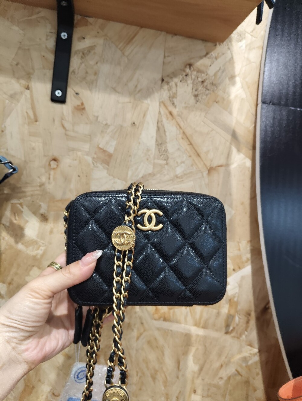 Chanel Black Quilted Mini Shoulder Bag with Gold Chain